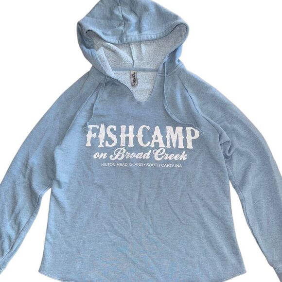 Fishcamp On Broad Creek Hilton Head Island Hooded Pull Over Sweater Size Small - Picture 2 of 8